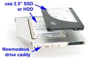 HDD Einbaukit, ersetzt ein optisches "Slot-Loading" Laufwerk, 9.5, SATA